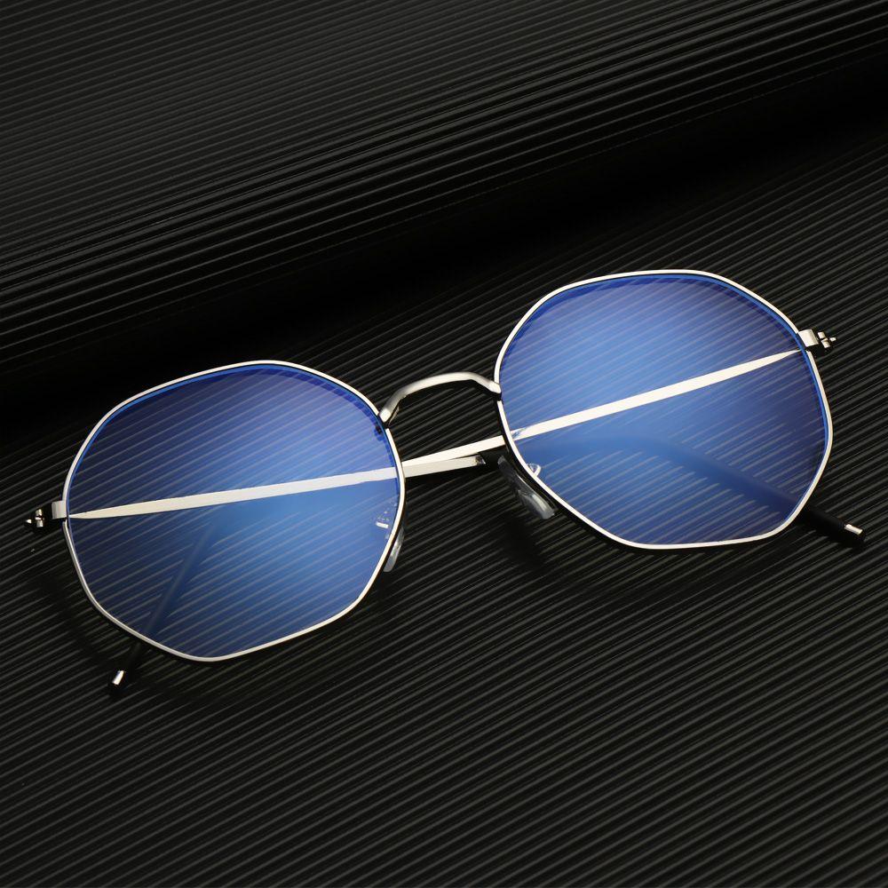 Computer Vintage Polygon Ultra Light Frame Metal Glasses Anti-Blue Light Eyeglasses Eye Protection
