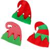 Ball Christmas Hat Green Santa Elf Hat Outdoor Stripe Xmas Cap  Girls