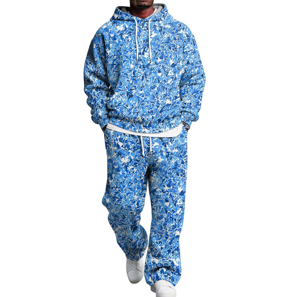 Pánská vrstvená mikina s kapucí a nákladové kalhoty Set s elastickým pasem Ležérní outfit