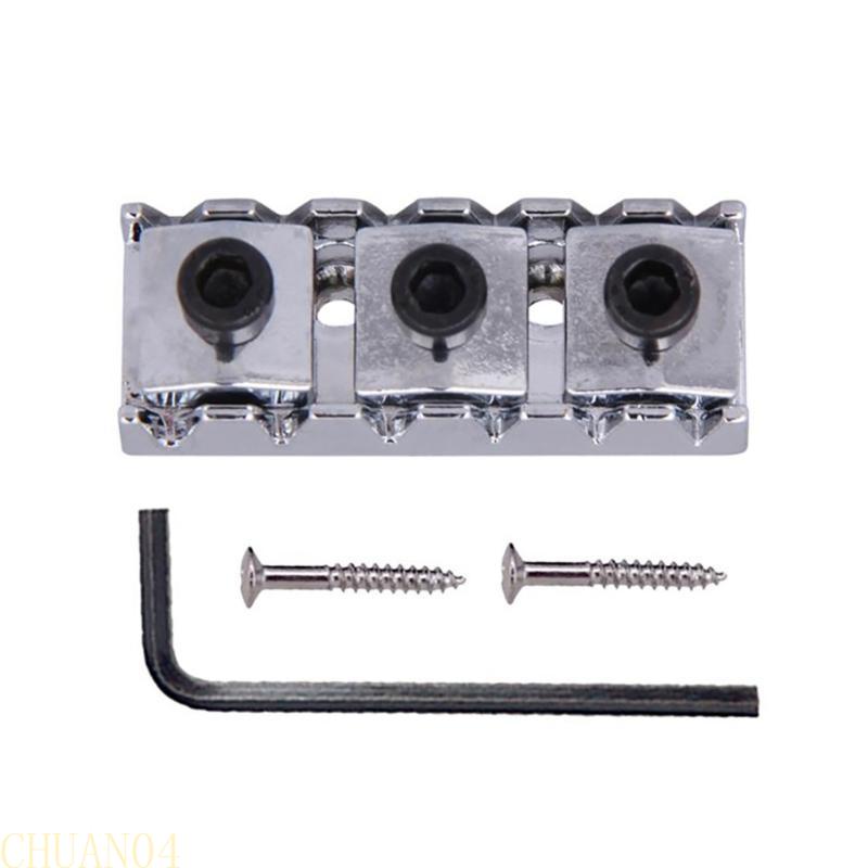 A1A2 Metal Guitar String Locking Nut with Screws&Wrench 42mm Guitar Tremolo Bridge Lock for Electric Guitar Replacement Parts