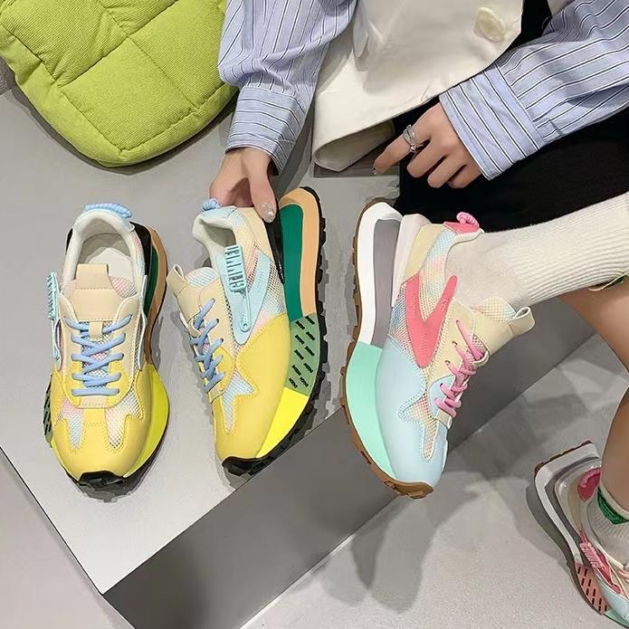 New Color Matching Sneakers Women Shoes Casual Shoes Lace-up Woman Flat with Ladies Shoes Women Sneakers