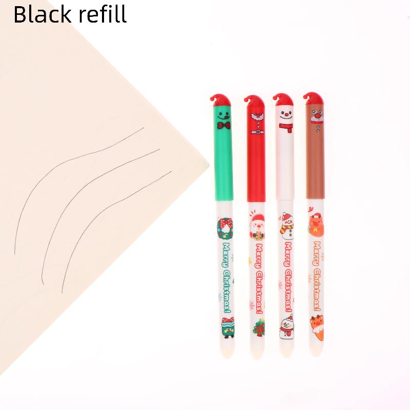 

4 шт. Мультяшная Рождественская ручка-стирачка с гелевыми чернилами Милая 0,5 мм Синие/Черные чернила Подписные ручки Школьные принадлежности чёрный