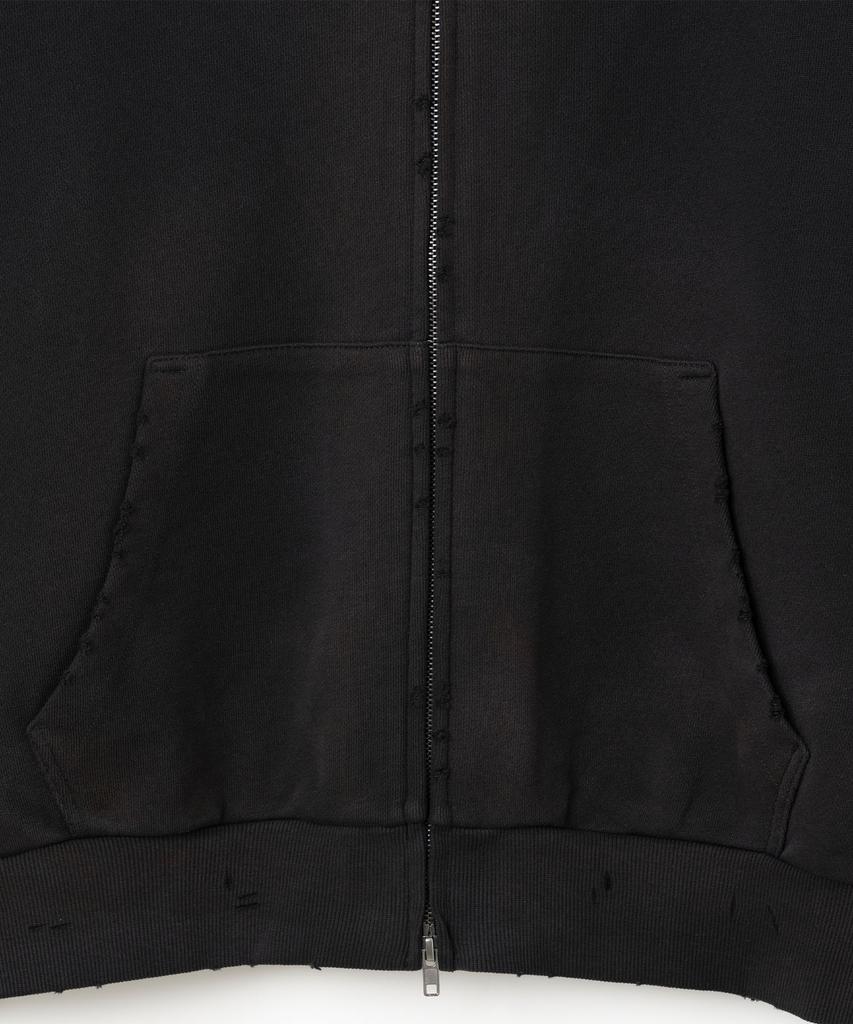 Millo Archive Damaged Short Zip-Up Hoodie [Black]