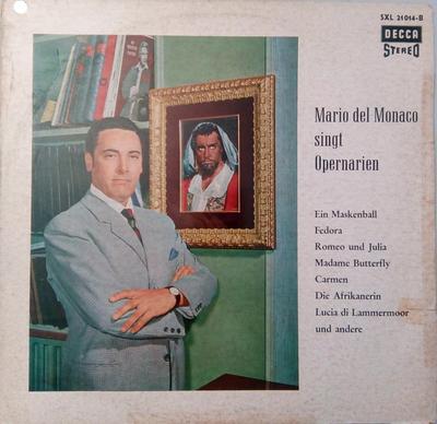 LP Record MARIO DEL MONACO  Mario Del Monaco Singt Opernarien SXL21014B DECCA 1959 Germany Classical Used