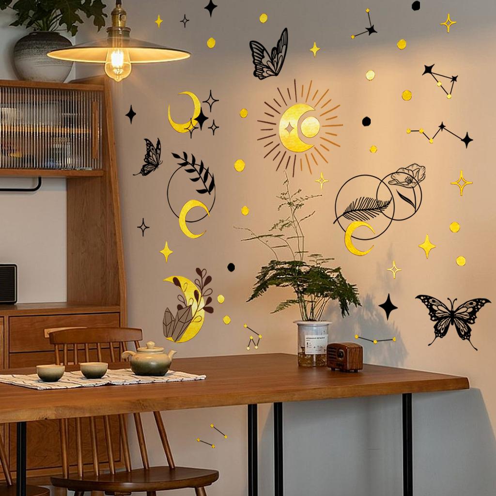 Tj7544 Hand-Painted Bohemian Style Bronzing Wall Sticker Decoration Living Room Bedroom Background Self-Adhesive Wall Sticker
