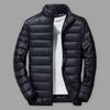 Men Cotton Coat Stand Collar Long Sleeve Zipper Closure Lightweight Jacket