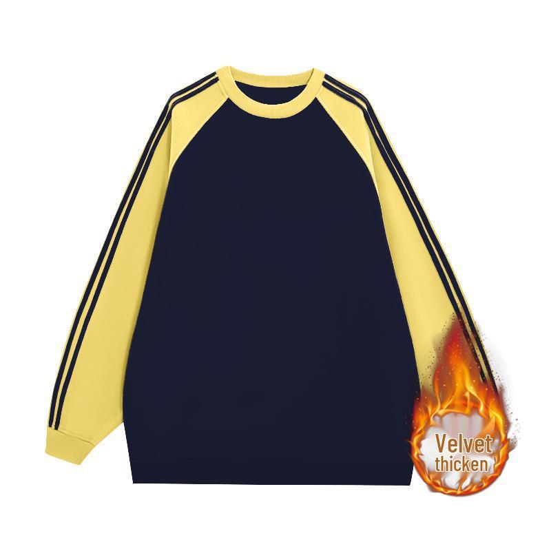 Sweat-shirt pour femme color-block doublé polaire: Manche longue raglan ample, col rond, parfait pour l'automne et l'hiver.