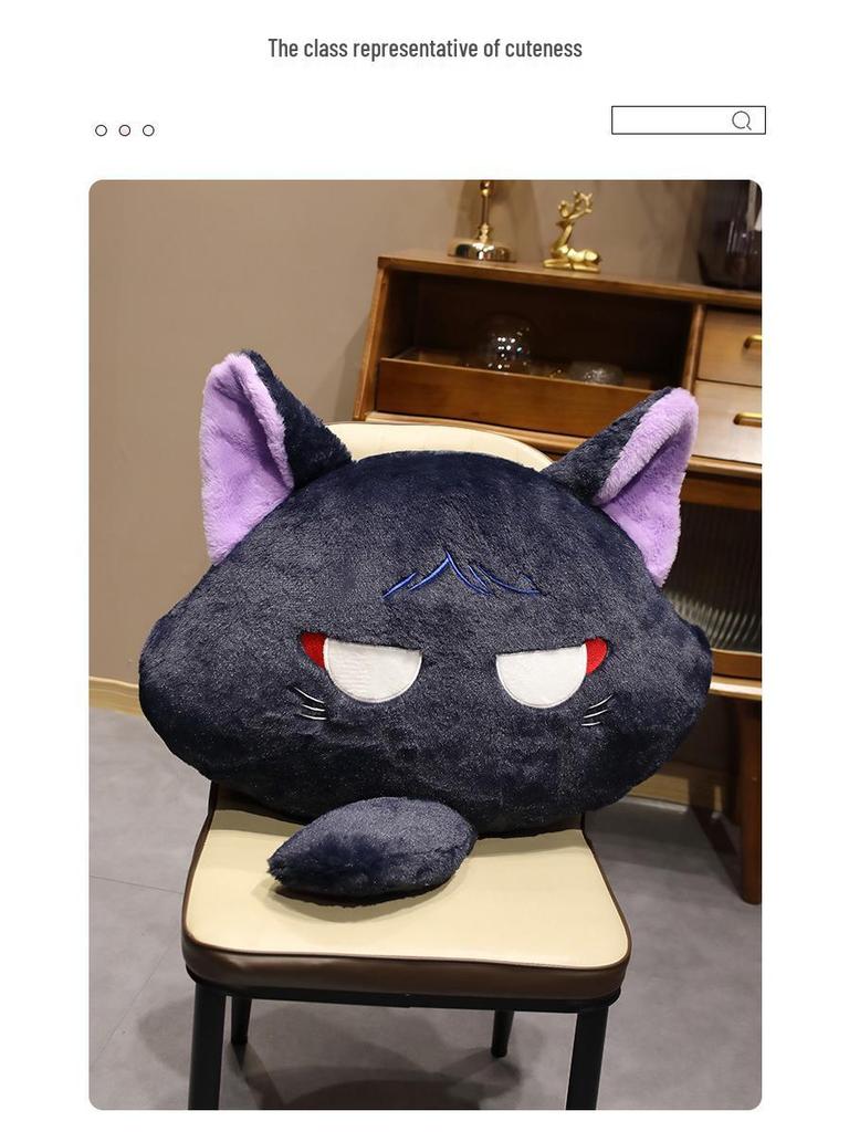 Large Black Scara Cat Plush Pillow - Cute Anime Cartoon Cushion Pendant Backrest