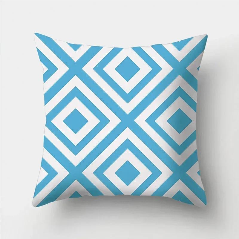 Blue Geometric Pattern Decorative Cushion Pillowcase Cushion Cover Throw Pillow Living Room Sofa Decorative Pillowcase
