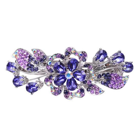 

Красивый нескользящий нежный головной убор для женщин, заколка для волос со стразами и симметричной геометрией для зажима для свиданий фиолетовый