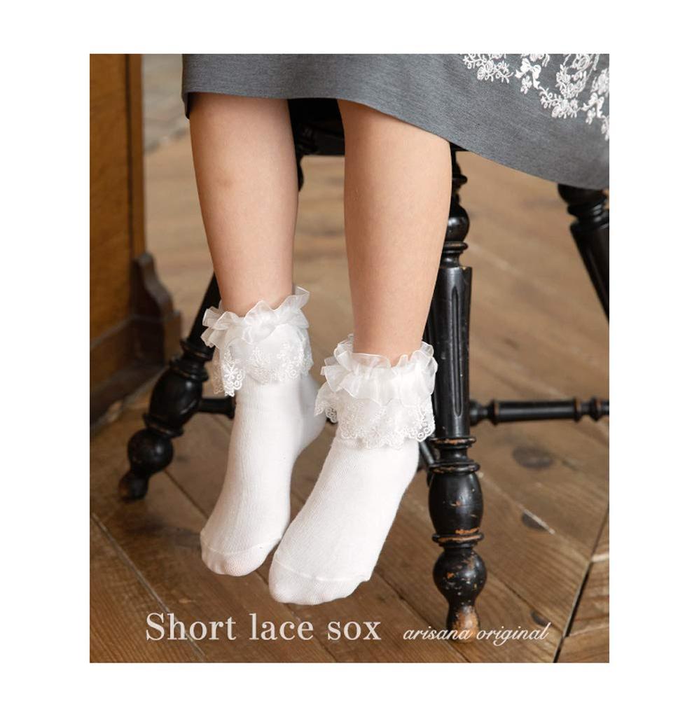 Short socks for formal frilly lace short [Arisana] kids, girls, socks, white, black, school, socks, white, medium,