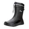 New Rain Shoes Men's Non-slip Men's Medium Tube Velvet Rubber Shoes Kitchen Wear-resistant Fishing Waterproof Rain Boots Fashion Water Shoes