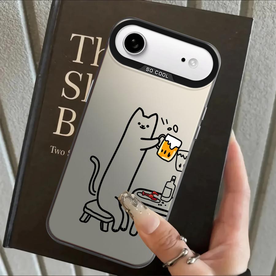 Funny Cat Clear Couple Paired Back Phone Cover Case for iPhone 17 Pro Max 16 11 14 XR XS Air 13 Pro 12 15 Plus
