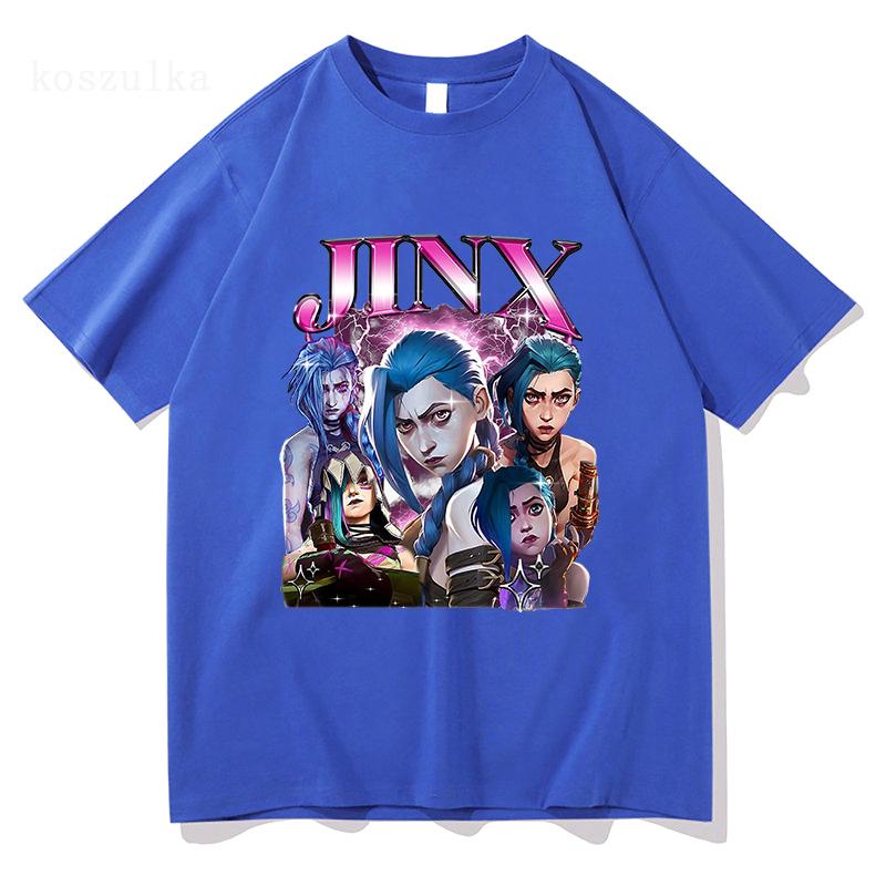 Arcane 2 T Shirts Fashion Women Harajuku Aesthetic Retro Anime Vi Jinx Tshirt Unisex High Quality Cartoon Cotton Tee Shirt Tops