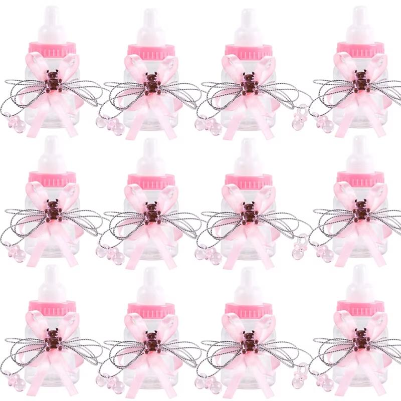 6/12pcs Plastic Feeder Bottle Blue Pink Baby Bottle Candy Box Christening Gender Reveal Baby Shower Birthday Party Gifts favors
