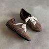 Sheepskin Version~ 2025 New Retro Niche Round Head Lace-up Flat Bottom Casual Sports Fashion Low-top German Training Shoes Women
