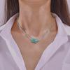 Bohemian Turquoise Pendant Necklace: Fashionable, Versatile, Natural Stone & Steel Beads