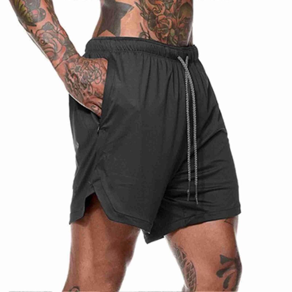 Men's 2-in-1 Workout Running Shorts with Tie Belt, Size M-3XL, Multiple Colors
