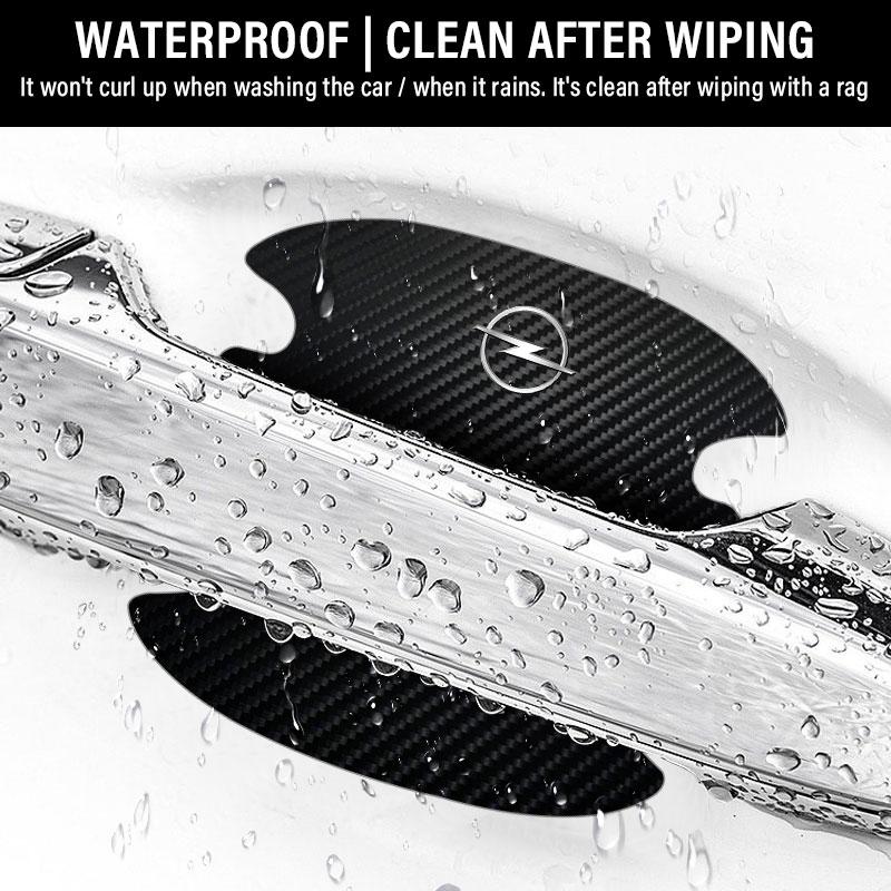 4PCS Car Door Handle Protection Sticker Emblem Car Decoration Styling For Opel Astra j g Insignia Corsa d Vectra c Zafira a Auto Gadgets