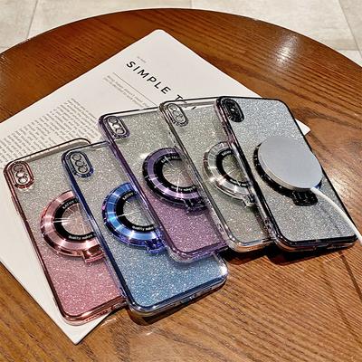 Gradient Glitter CD Ring Holder Phone Case For Huawei Y8S Y9S Y6P Y7A Y7 Y9 Prime Y9 P Smart Z Plus 2019 2021 P40 P30 Lite Cover