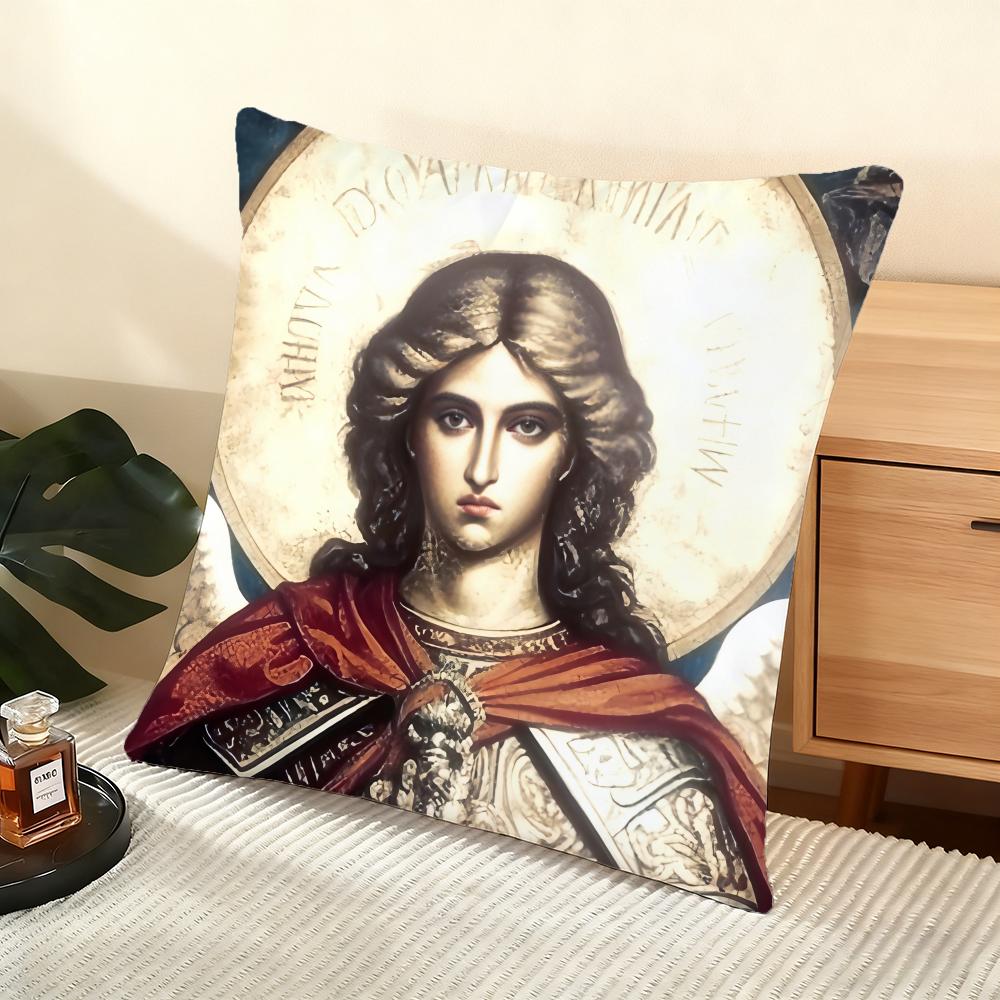 Archangel St Michael Cushion Cover Soft Short Plush Pillow Cover Smooth Cozy Texture Aesthetic Cushion Case Home Decor
