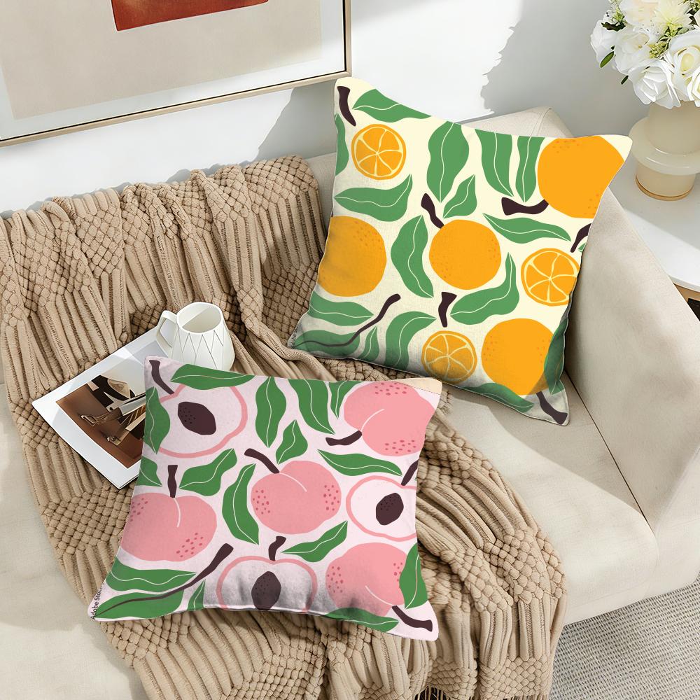 Fruit Cut Art Ins Simple Cushion Cover Silky Short Plush Invisible Zipper Dustproof Sofa Pillow Case For Home Decor
