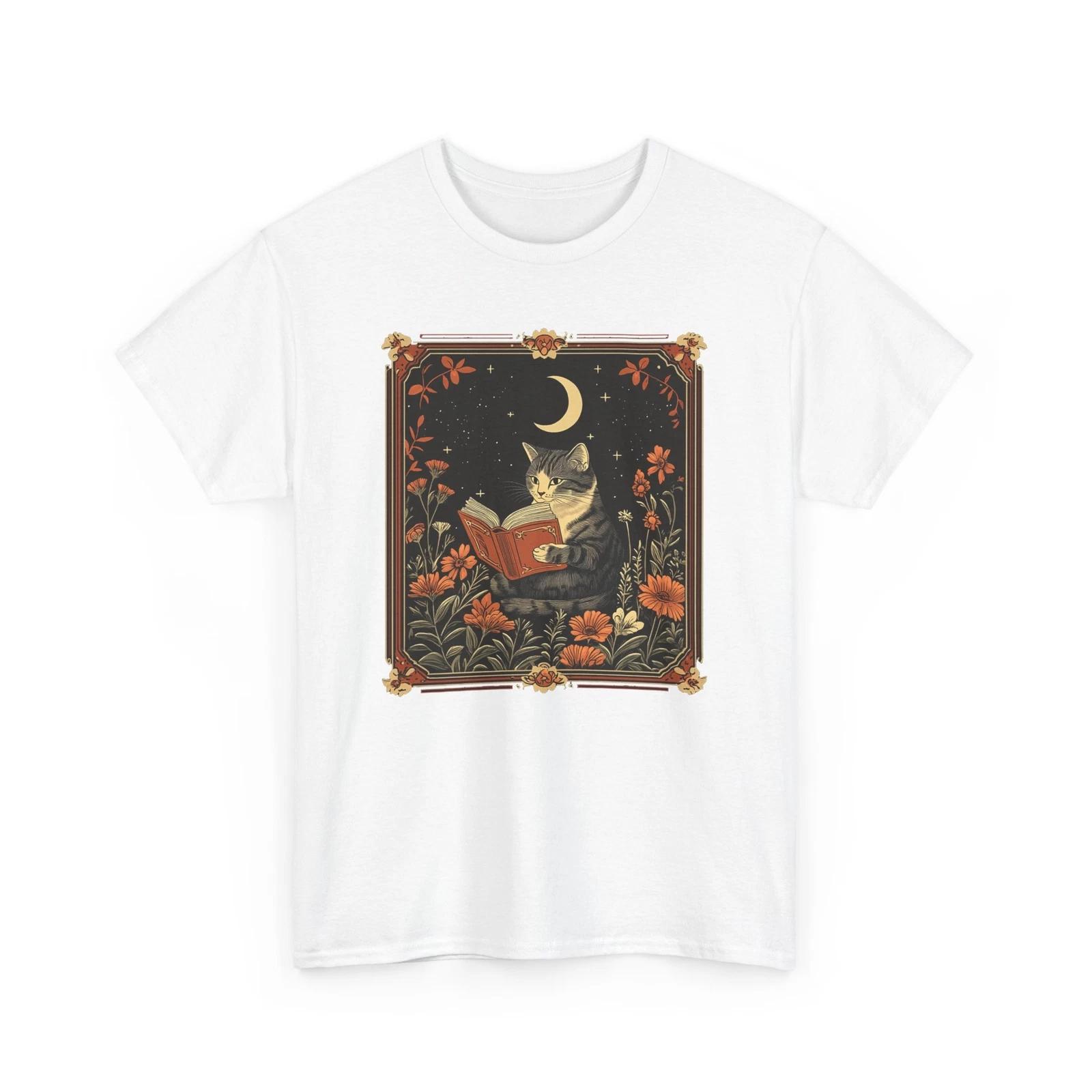 Book Lover T-Shirt | Funny Reading Shirt | Cat Reading a Book Boho T-Shirt 3XL