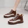 Botines informales con plataforma gruesa para mujer, botines deportivos con cordones antideslizantes, zapatos para caminar de cuero sintético, zapatillas altas cómodas para mujer