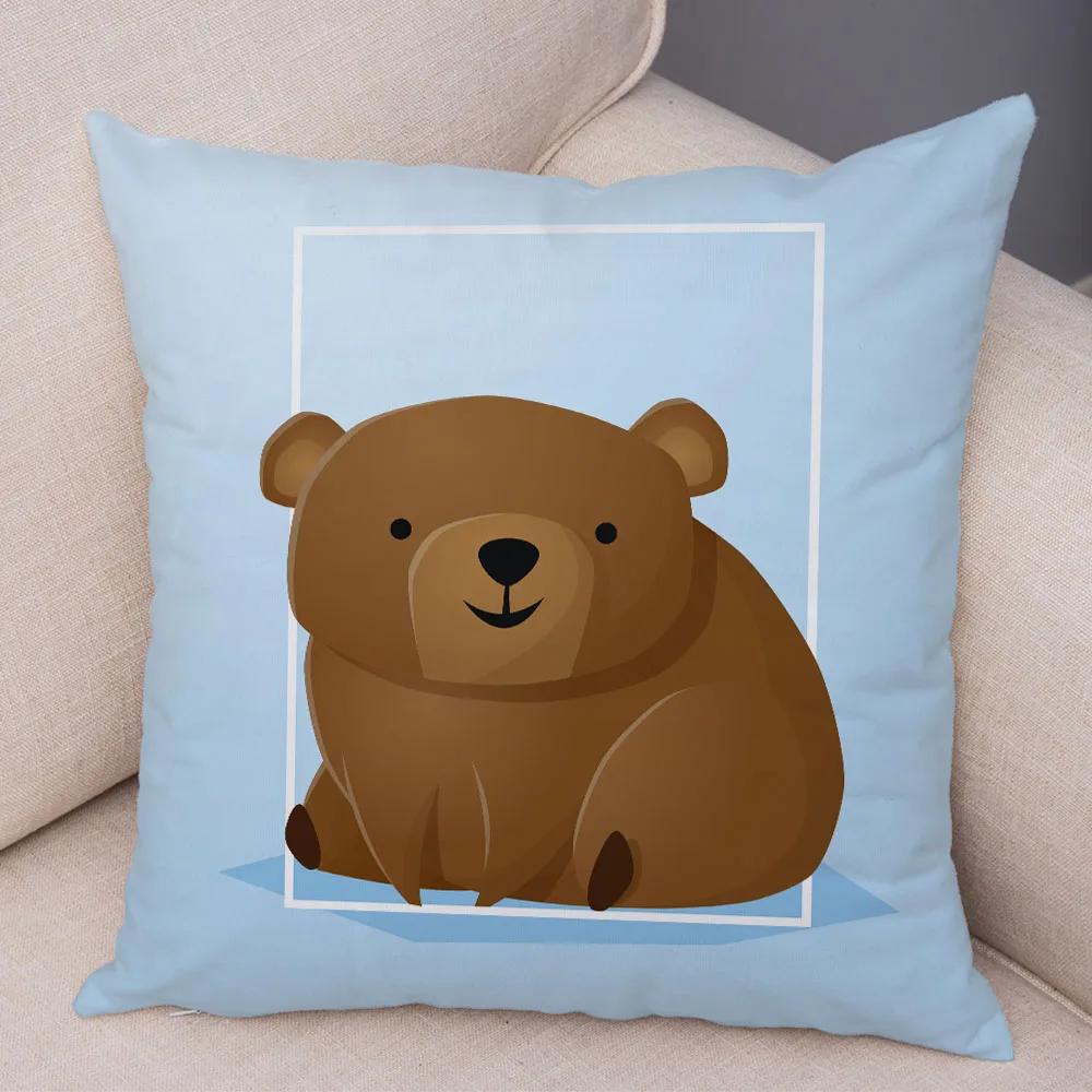 Cute Cartoon Animal Decoration Pillowcase Pig Bear Cow Shark  Sofa Room Cushion Cover Kindergarten Home