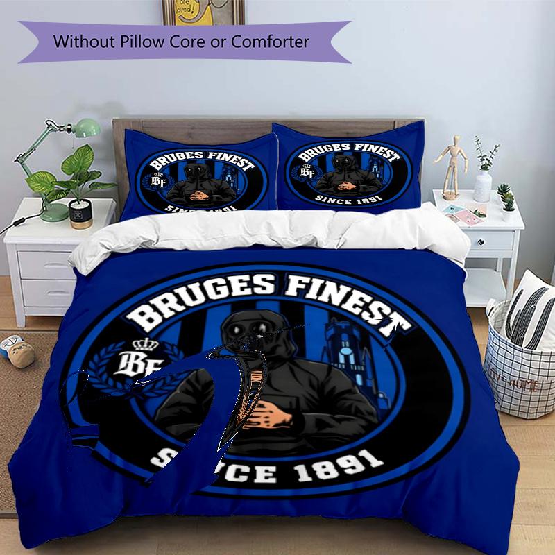 3pcs Duvet Cover Set (1*Duvet Cover + 2*Pillowcase, Without Core), Club Brugge K V Print Bedding Set, Bedroom Decor, All‑Season, Gift