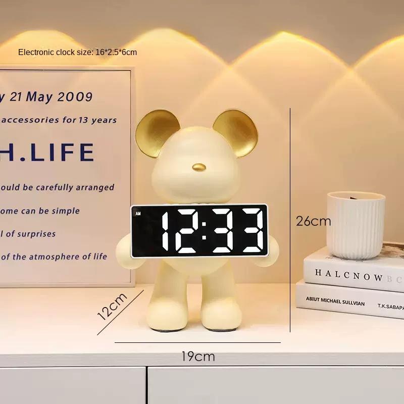 Light Luxury Creative Violent Bear Clock Ornament Entrance Living Room Decoration Wine Cabinet TV Cabinet Home Decor Crafts