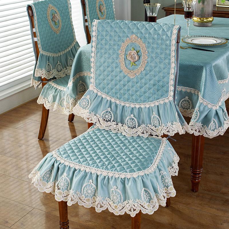 Modern Minimalist Style All Season Universal Chair Covers Quilted Embroidery Anti Slip Thick Stool Protect Pad European Lace Tablecloth Home Decorat