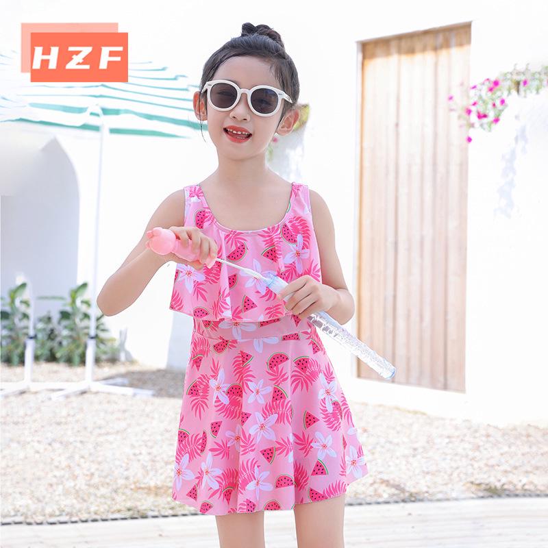 

2025 New Style Girls Swimwear: Cute One-Piece and Split Pants for Medium to Large Children 2XL (110-120cm height)