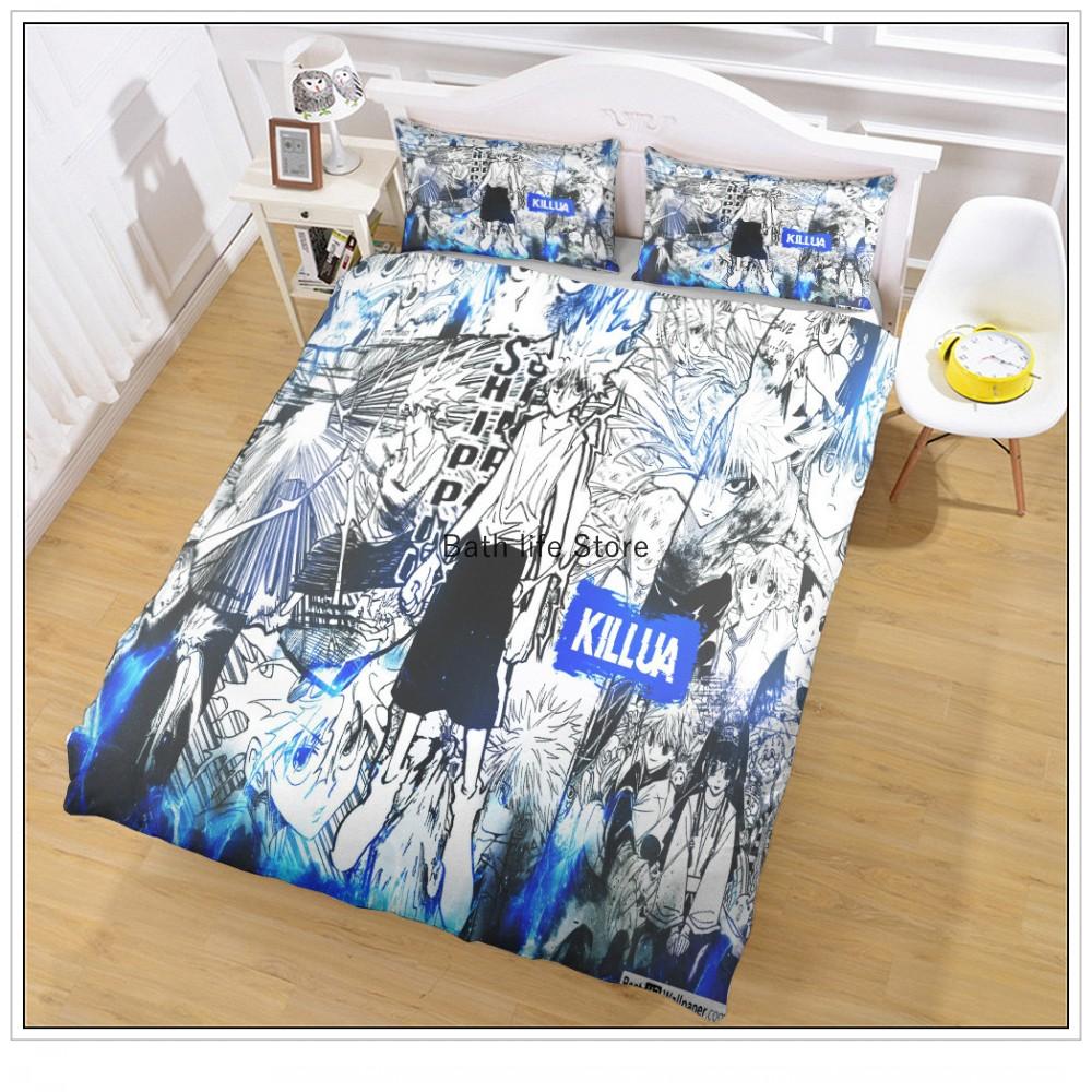 3D-Druck Anime Hunter X Hunter Bettwäsche-Set Hisoka Killua Zoldyck Charakter Cartoon Bettbezug-Set 2/3 Teile Geschenk für Kinder Jungen