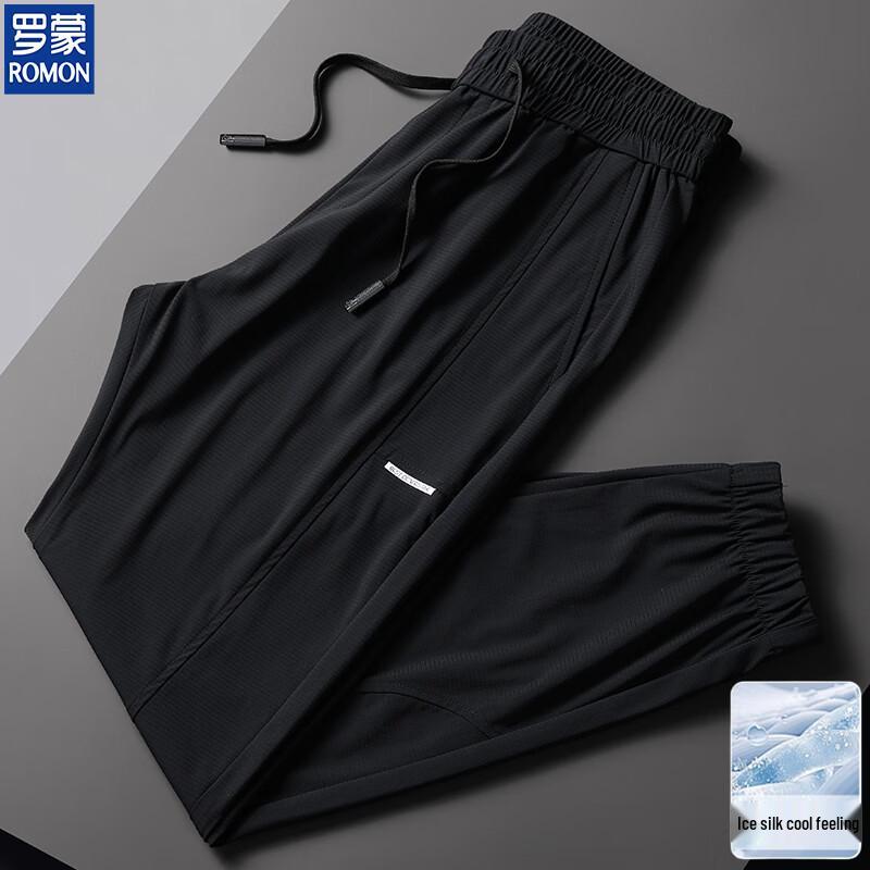 

ROMON Men s Ice Silk Casual Straight-Leg Pants M
