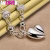 925 Sterling Silver Smooth Hollow Heart Pendant Necklace Jewelry