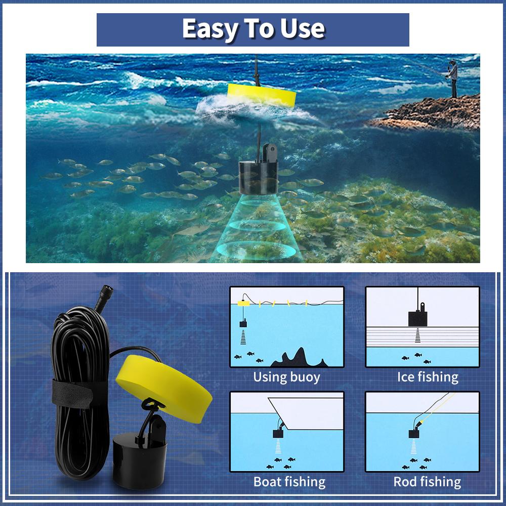 Erchang Portable Fish Finder Water Depth Echo Sounder Temperature Fishfinder with Wired Sonar Sensor Transducer For Fishing