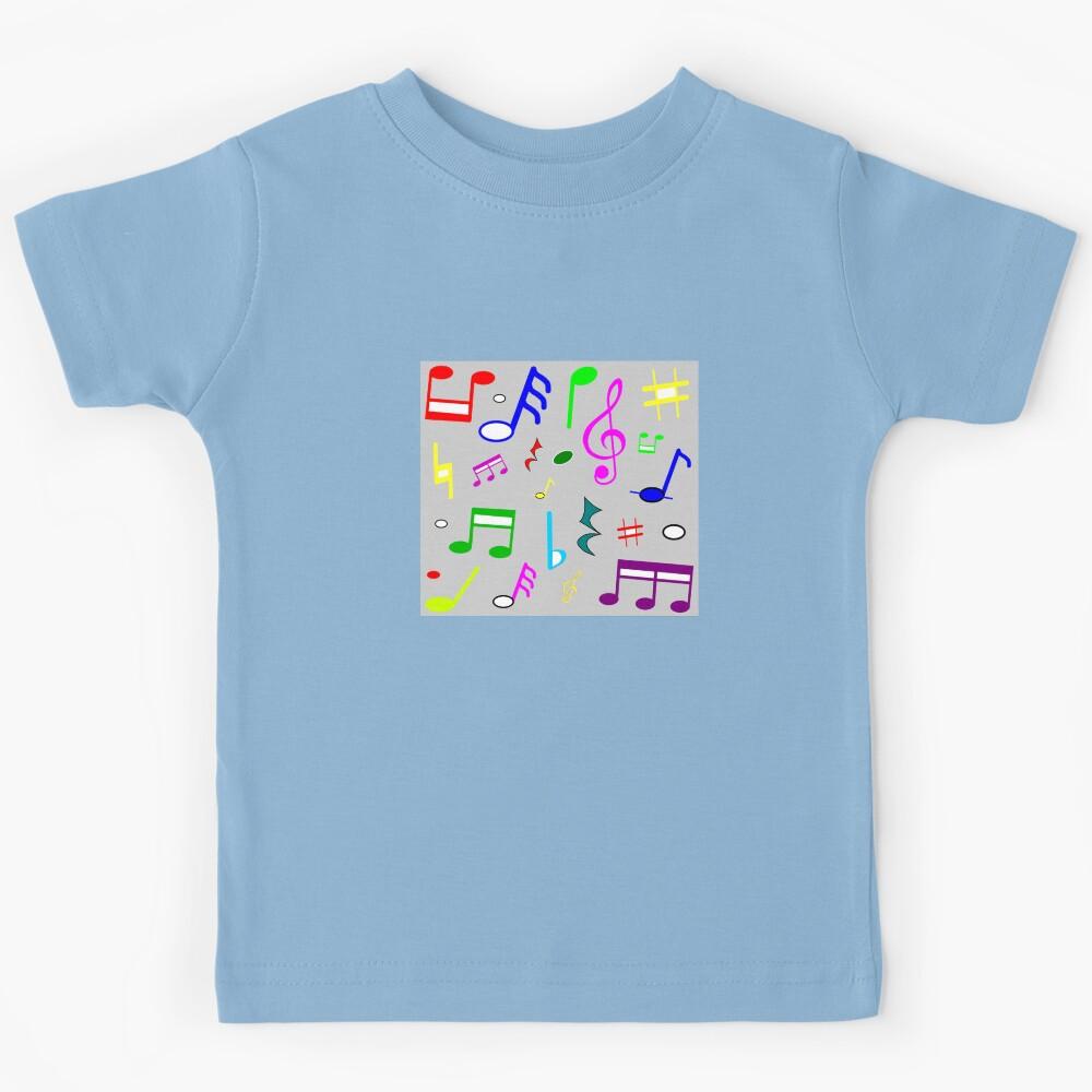 Multi-Color Music Symbols Design against a Light Grey Background Kids T-Shirt 160