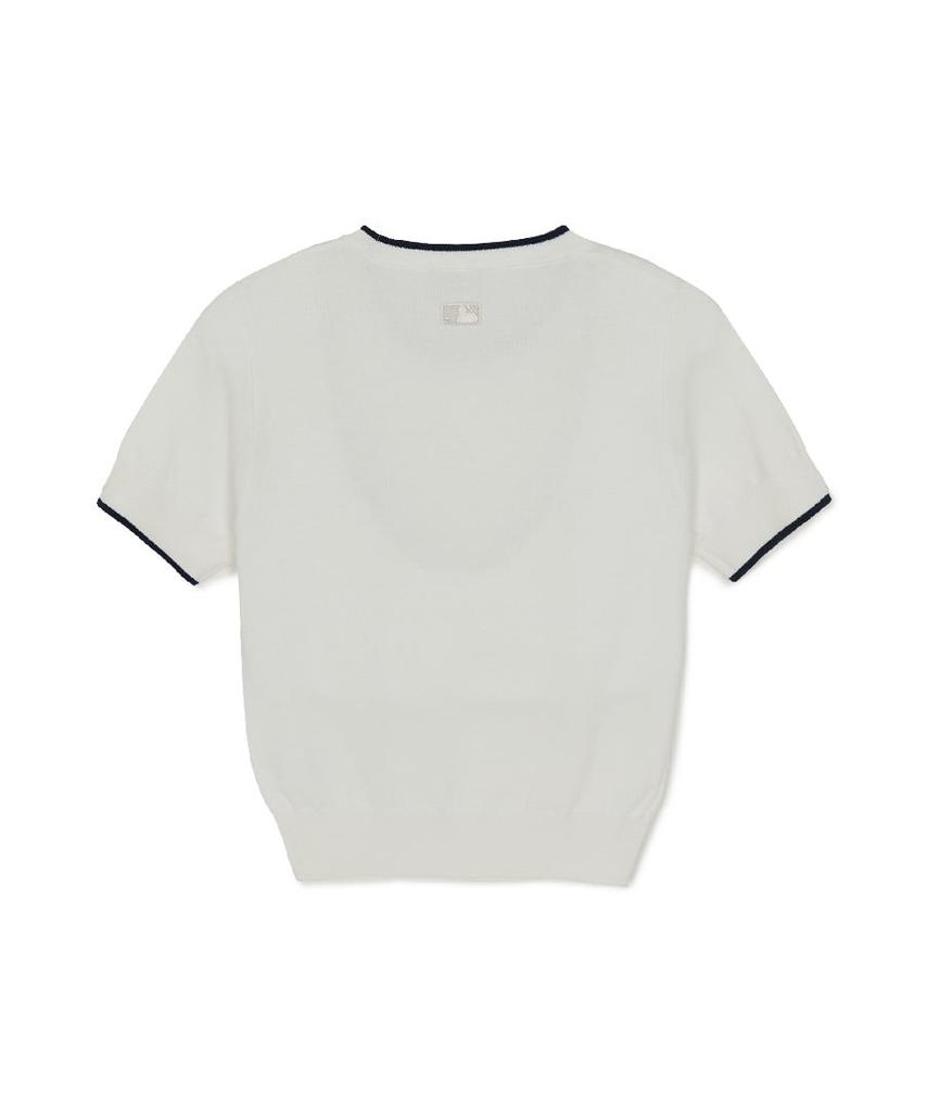 Emelbi Women'S Cooling Short Sleeve Knit Varsity Ny (Ivory)