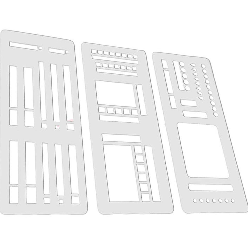 DIY Diary Art Portable PVC Waterproof Durable Template Tool Flexible Recording Template 3 Pack for Journaling Lines