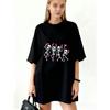 Oversized T Shirt Dress Black Dancing Skeletons With Pink Ribbons Breast Cancer Awareness Fashion Statement Casual Wear For Women