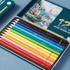 Water-Soluble Colored Pencils Gift Set - 12 Colors In Tin Box for Student Art & Drawing