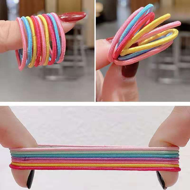 100Pcs Girls Hair Ties Set – Latex-Free Elastic Ponytail Holders, Colorful No-Crease Hair Bands for Kids & Teens, with Storage Box