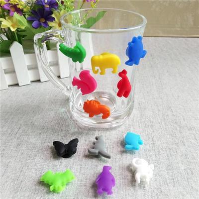 12Pcs/Set Cartoon Animal Silicone Suction Cup Wine Glasses Drinks Marker Tool