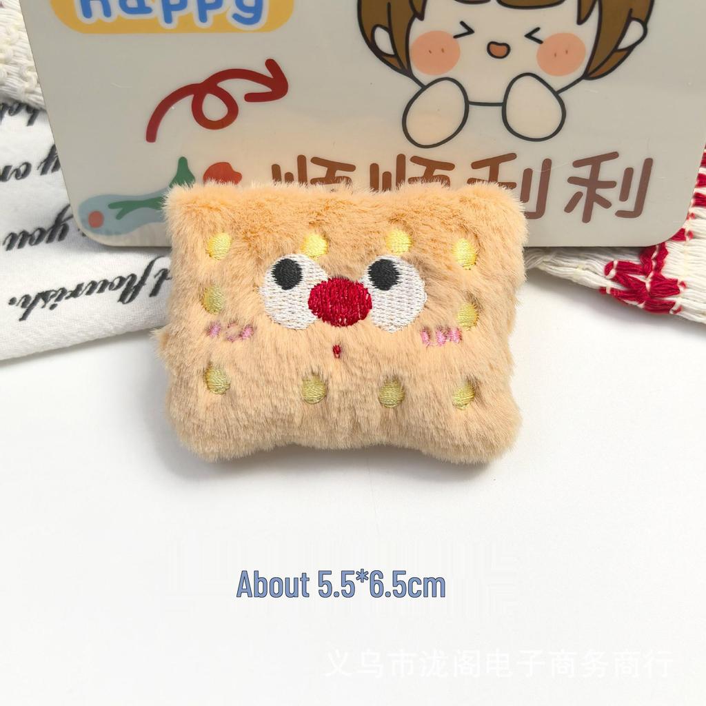 Cartoon Cookie Plush Brooch and Hair Clip Accessory