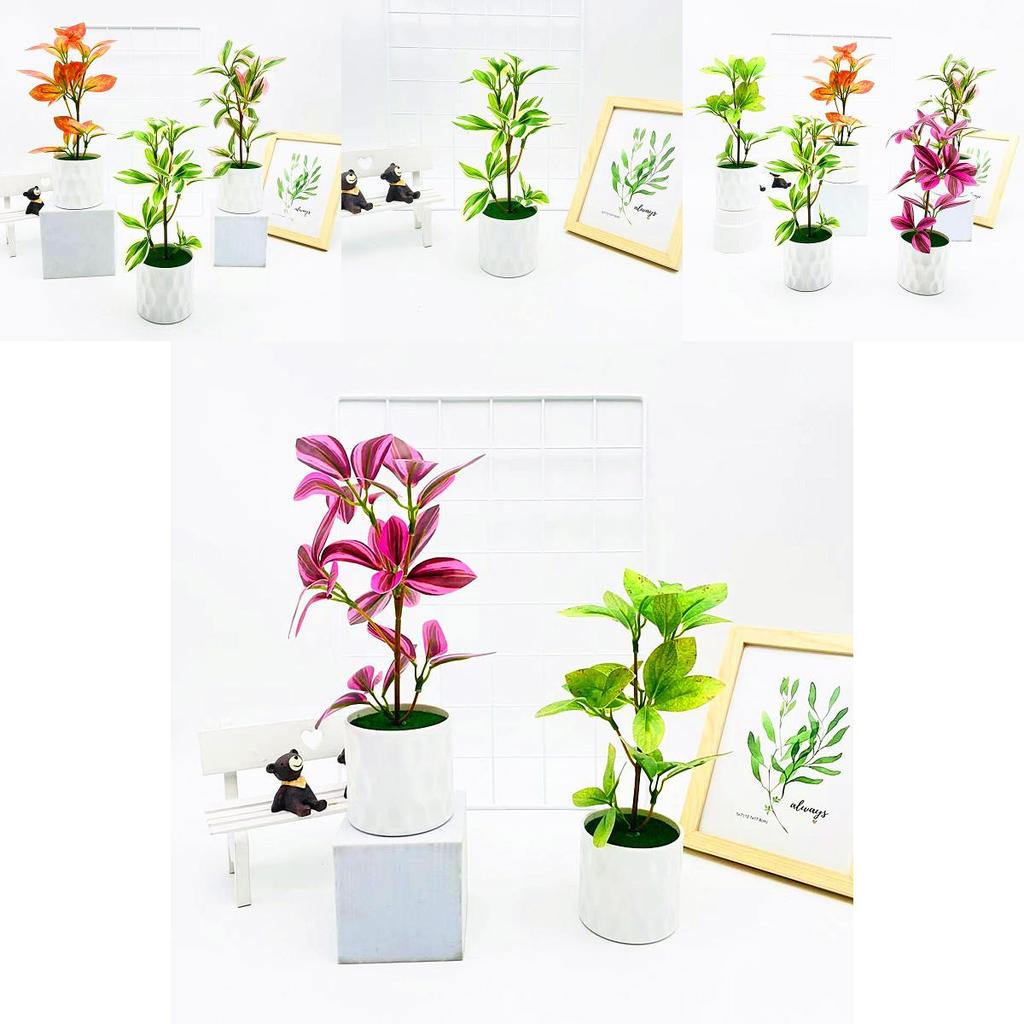 Simulated Multi Color Leaves Potted Artificial Fake Plant For Living Room And Photography Props
