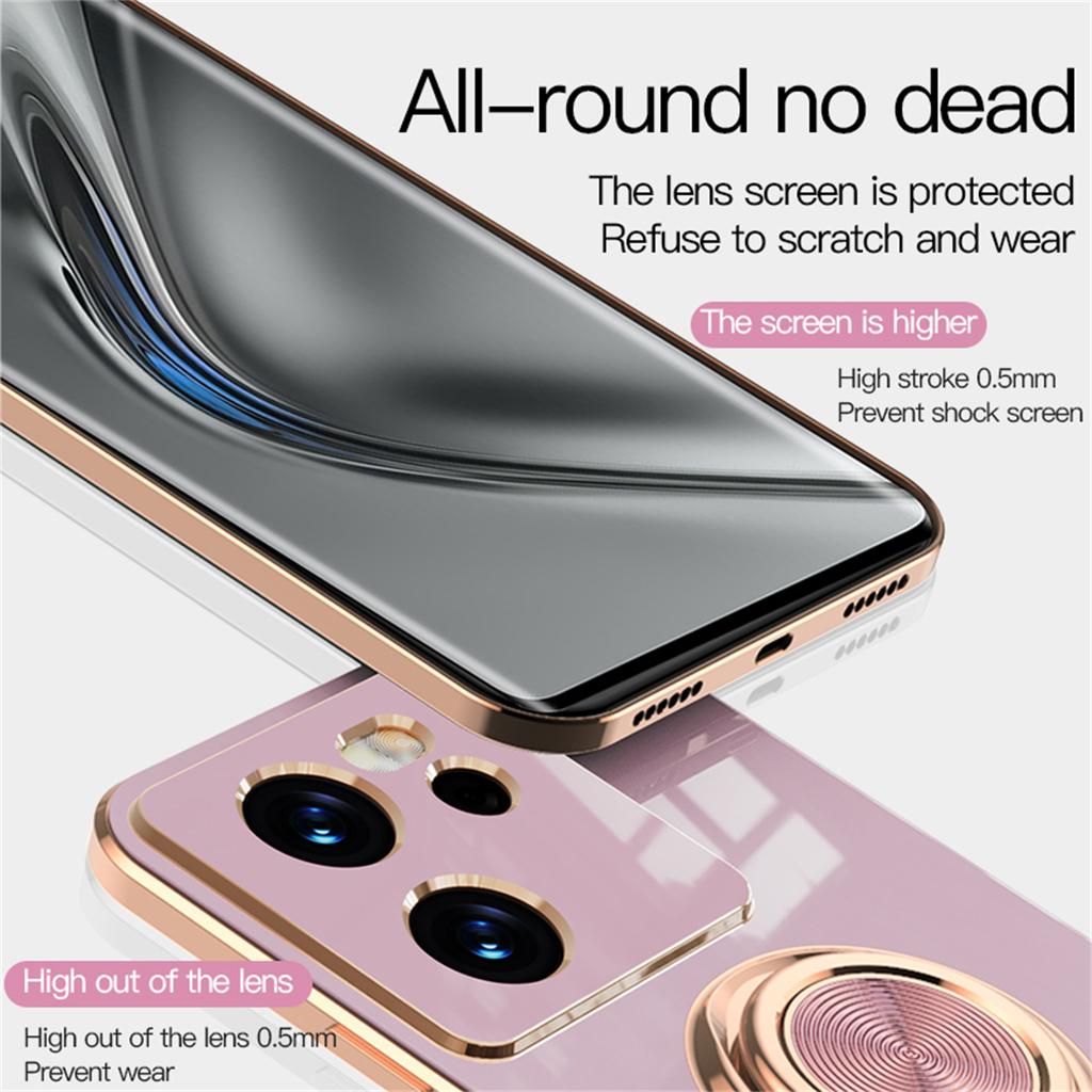 Für Xiaomi 13T/13T Pro Hülle Präzise Aussparungen 6D Galvanisierung TPU Handyhülle mit Ringhalter