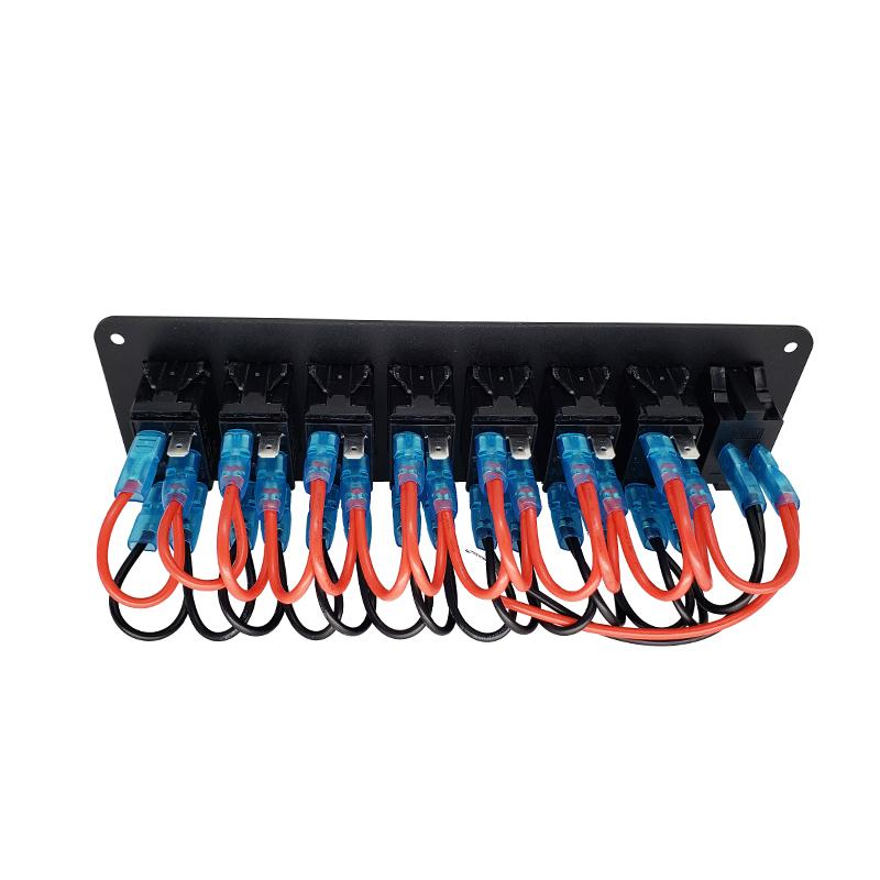 Marine Boat Rocker Switch Panel 8 Gang LED Rocker Switch Panel Kit 12V/24V Circuit Breaker Dual USB Slots light Battery Switches5