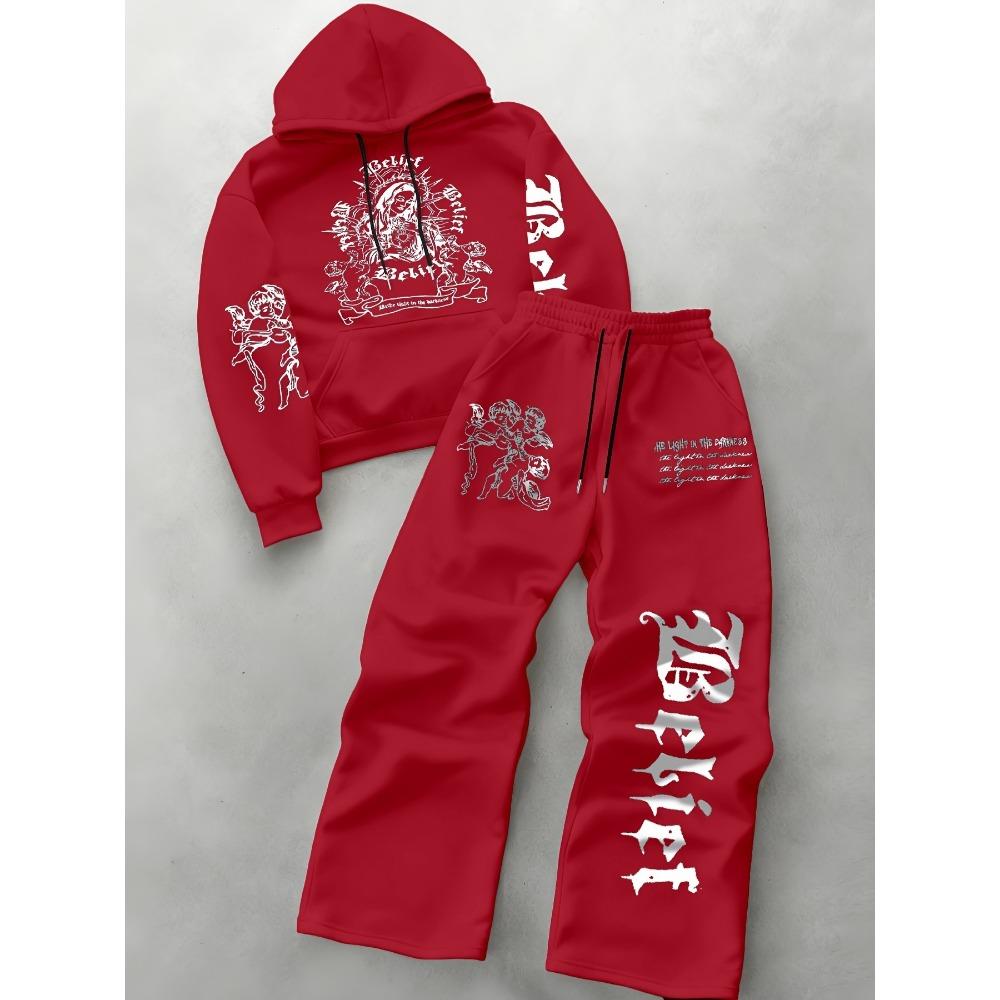

Cool and Personalized Men s Casual Pullover Set, Spring and Autumn Long Sleeved Sportswear Set, Outdoor Set, Suitable for Outdoor Travel XXL