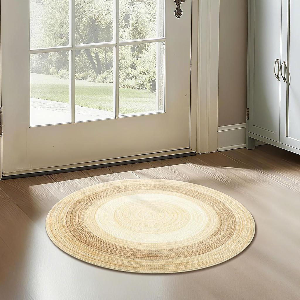 Tappeto Rotondo Blu Morbido – Tappeto d'Ingresso a Pelo Corto Antiscivolo per Cucina, Bagno e Cameretta